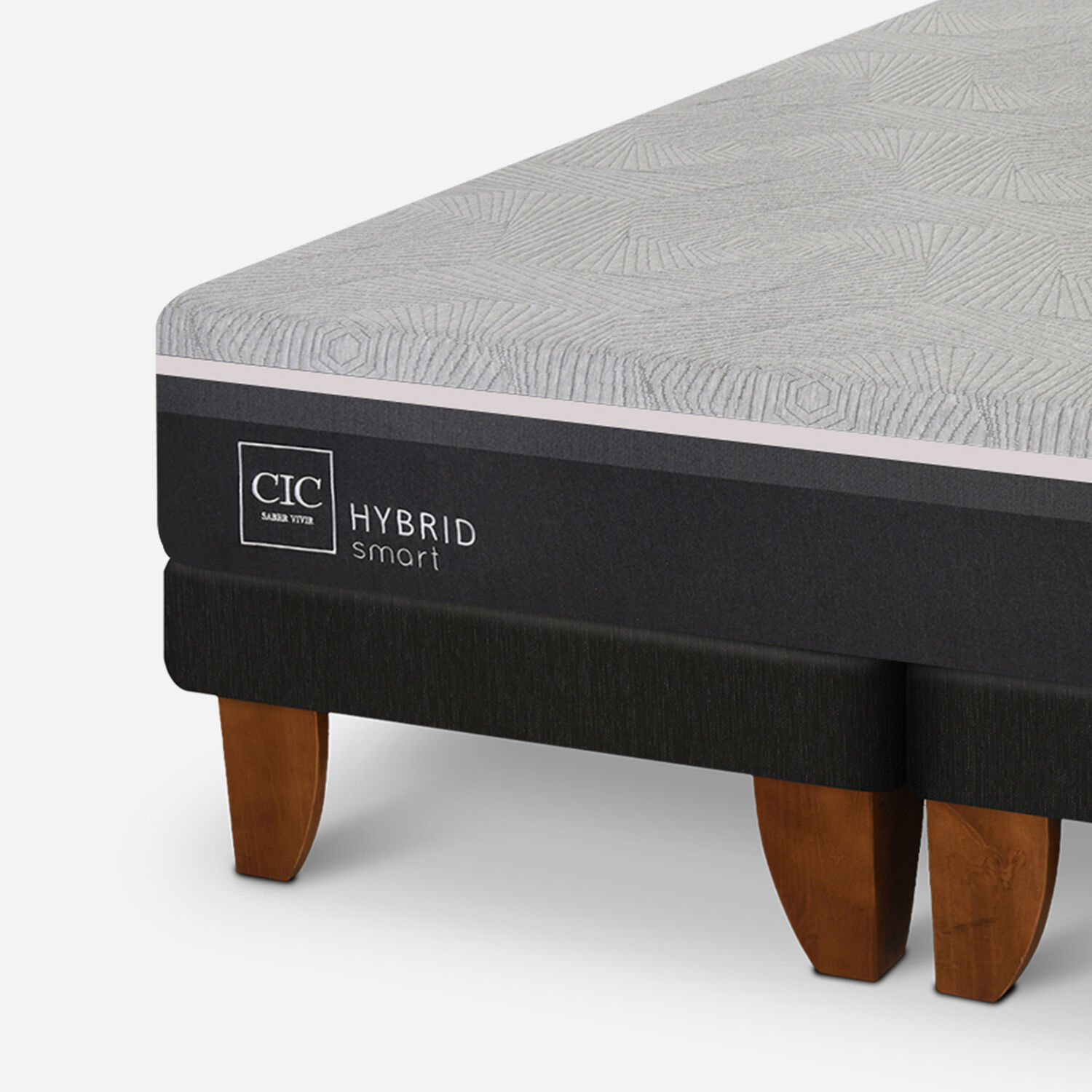 Cama Europea 2 Plazas Hybrid + Set M&uacute;nich Gris