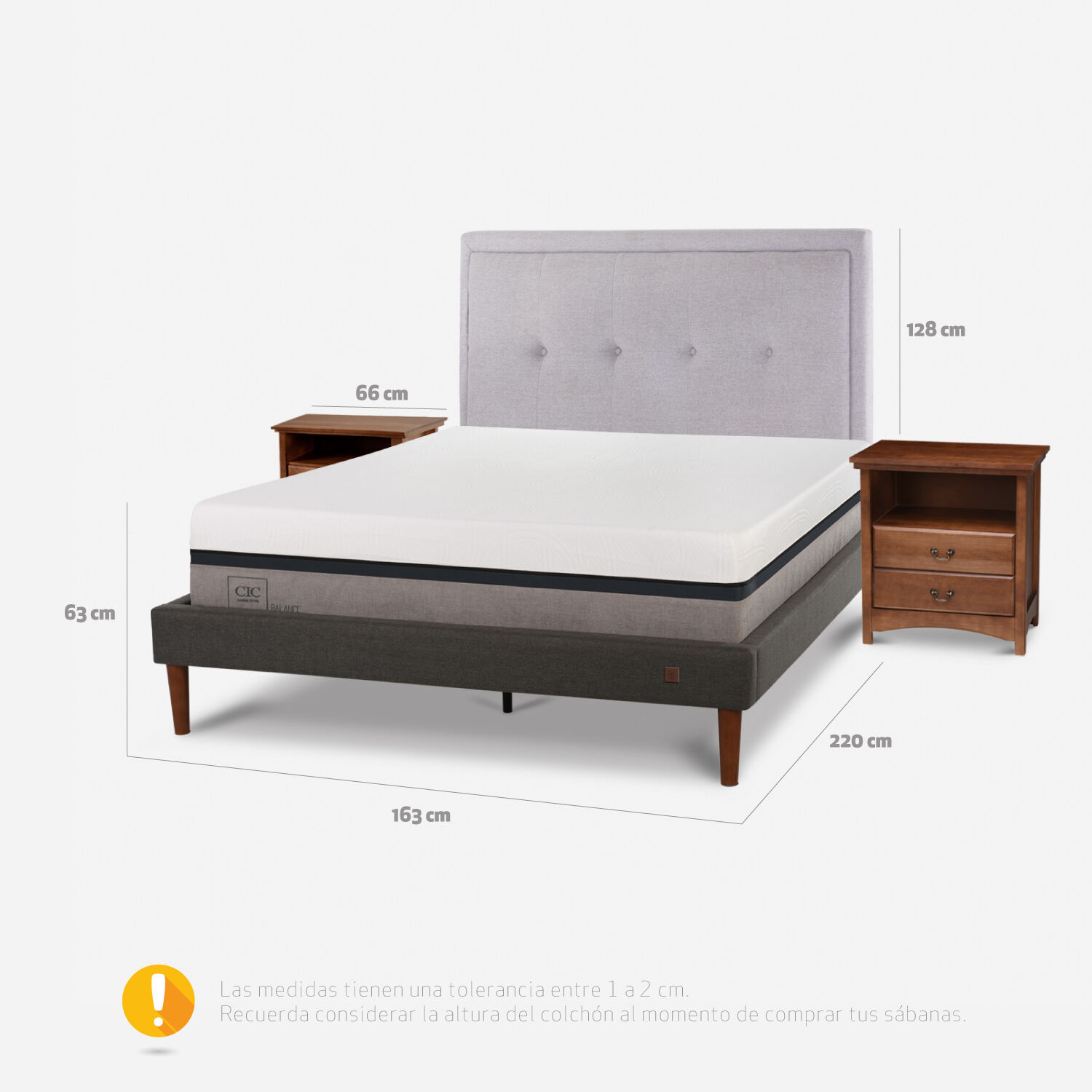 Cama Europea Curve 2 Plazas Balance + Set Ganges