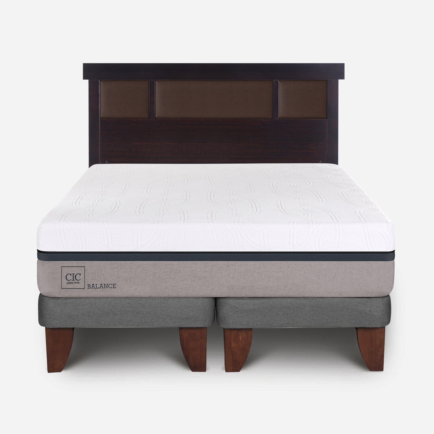 Cama Europea 2 Plazas Balance Base Dividida + Respaldo Dublín Chocolate