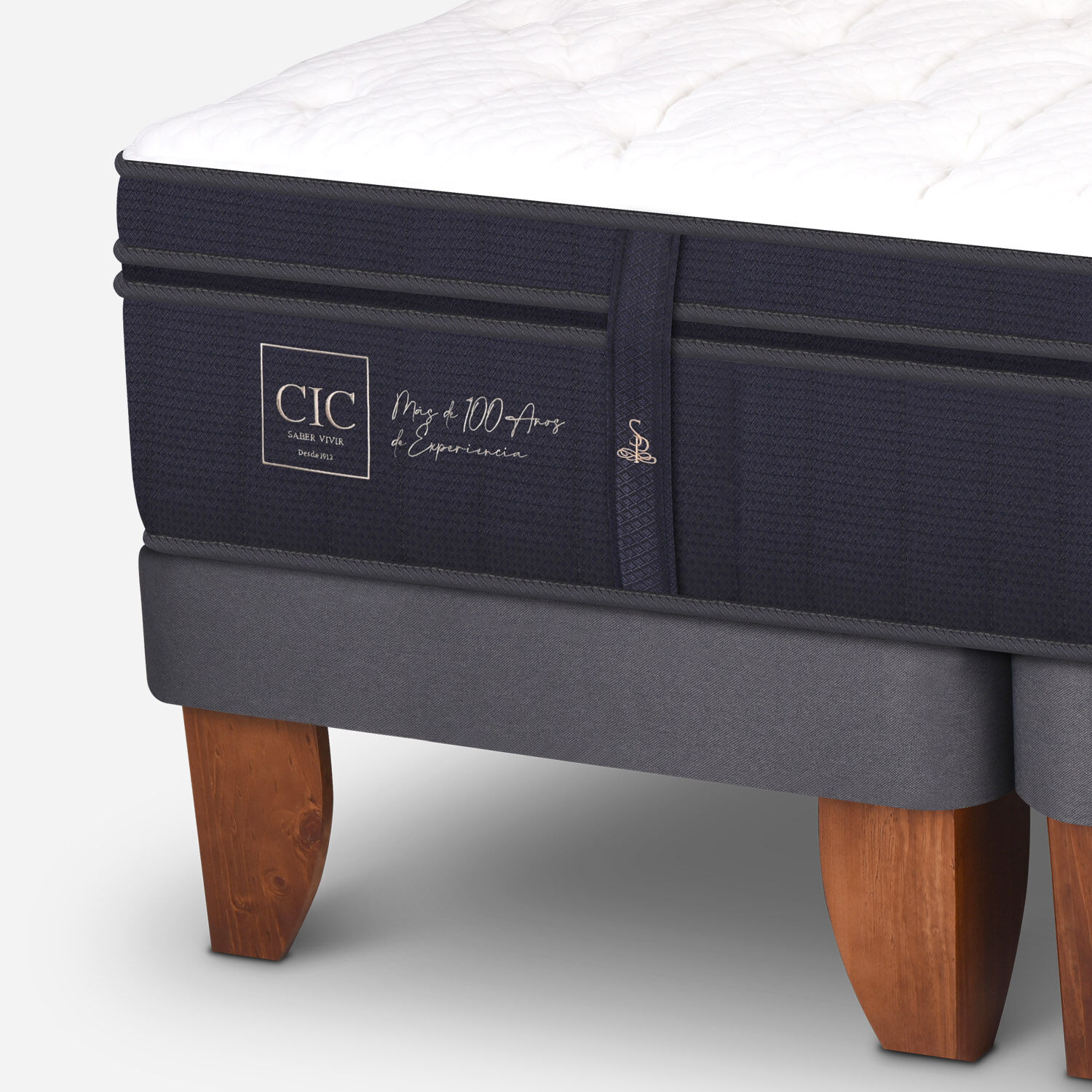 Cama Europea 2 Plazas Base Dividida Super Premium + Set Antique + Plumón 15% Pluma de Ganso