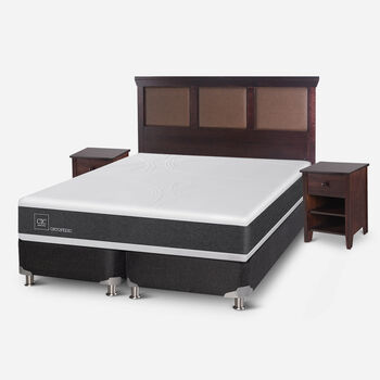 Box Spring 2 Plazas Ortopedic Base Dividida 5 Zonas + Respaldo Torino Chocolate