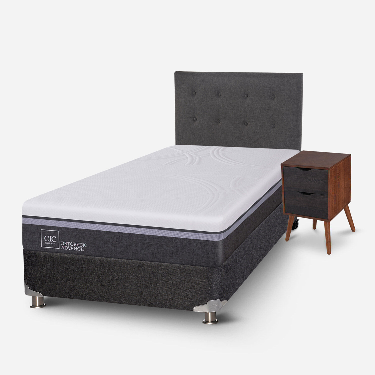 Box Spring 1,5 Plazas Ortopedic Advance 5 Zonas + Set Éufrates