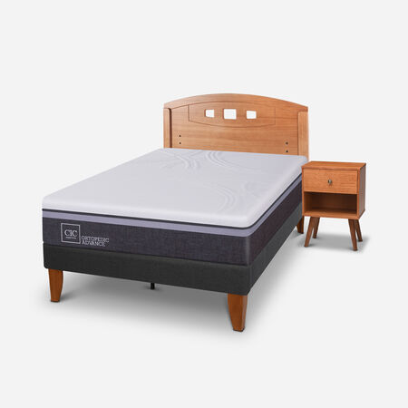 Cama Europea Curve 1,5 Plazas Ortopedic Advance + Set Gales Caramel