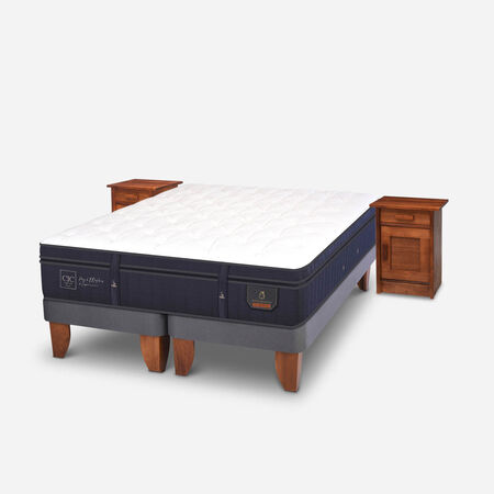 Cama Europea King Super Premium + Veladores Mil&aacute;n Caramel