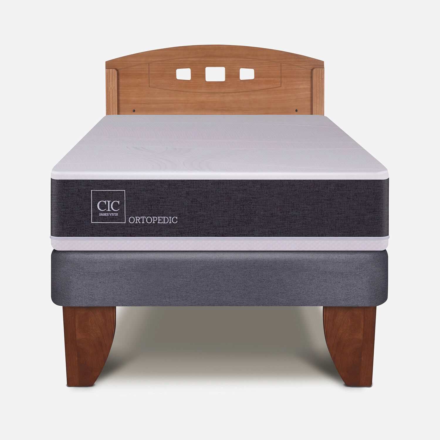 Cama Europea 1,5 Plazas Ortopedic + Respaldo Gales Caramel