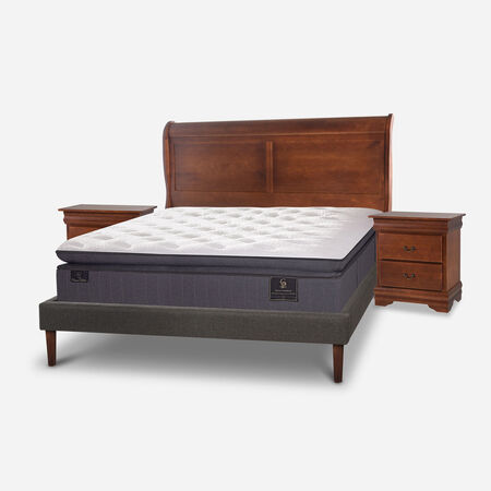 Cama Europea Curve 2 Plazas Grand Premium + Set Mir&oacute; Caramel