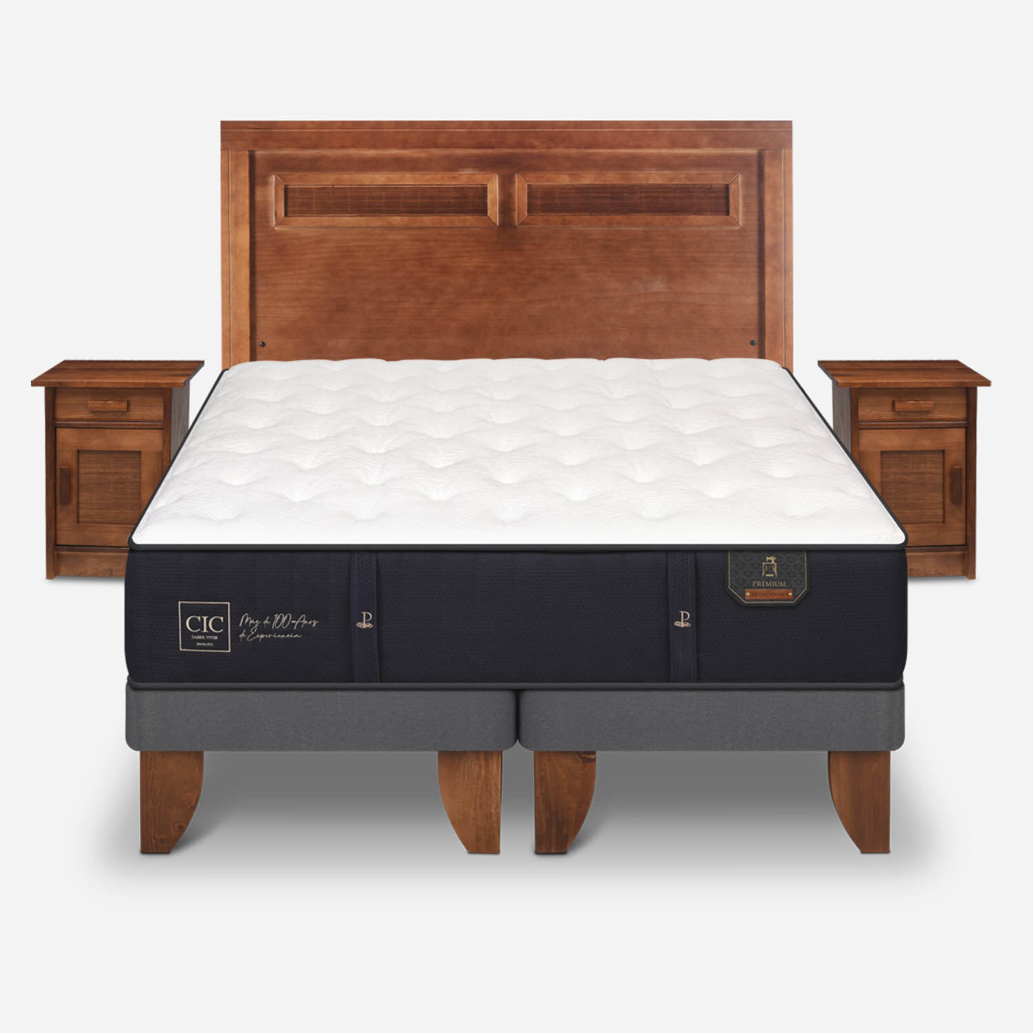 Cama Europea 2 Plazas Premium Base Dividida + Set Mil&aacute;n Caramel