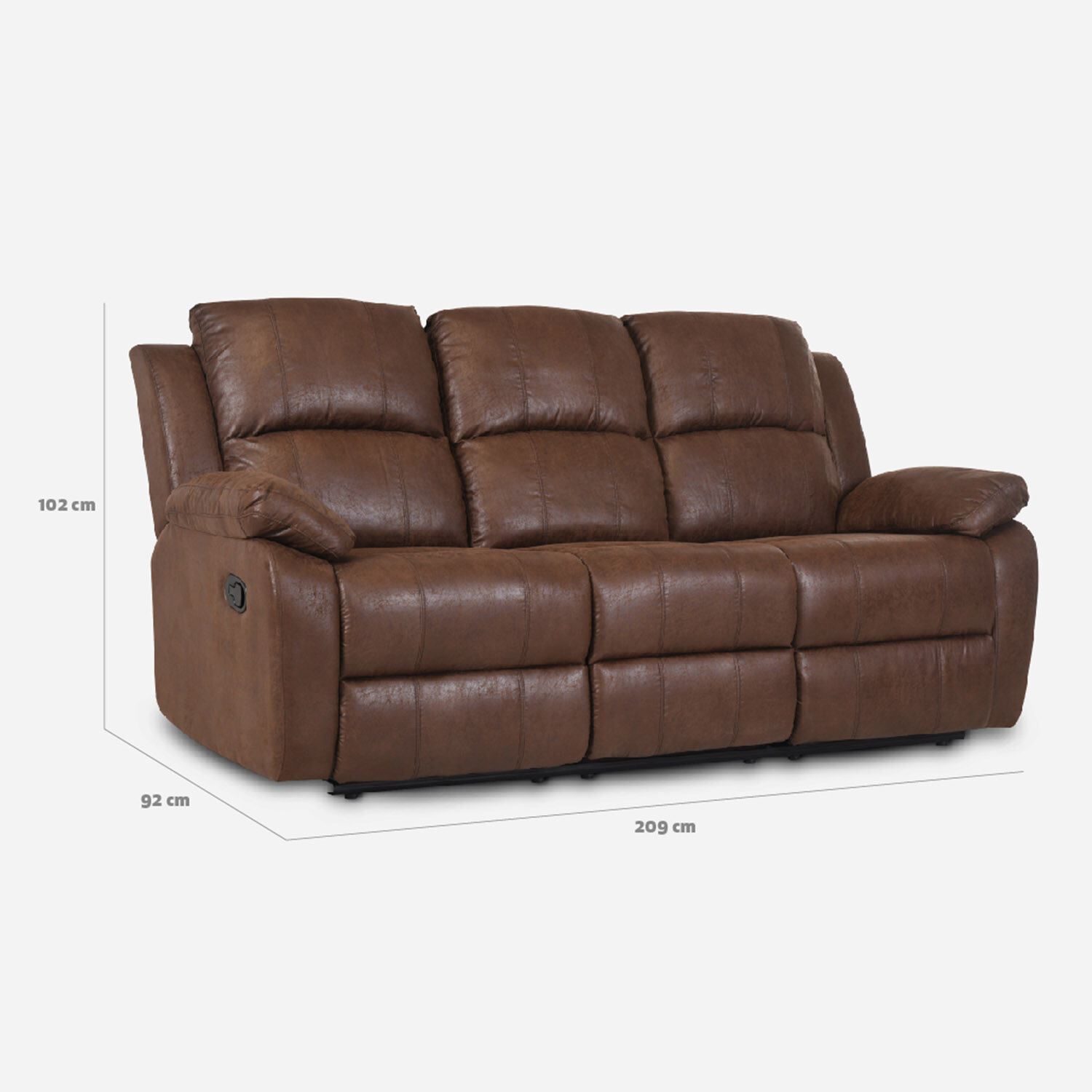 Sofá 3 Cuerpos Reclinable Oslo Chocolate