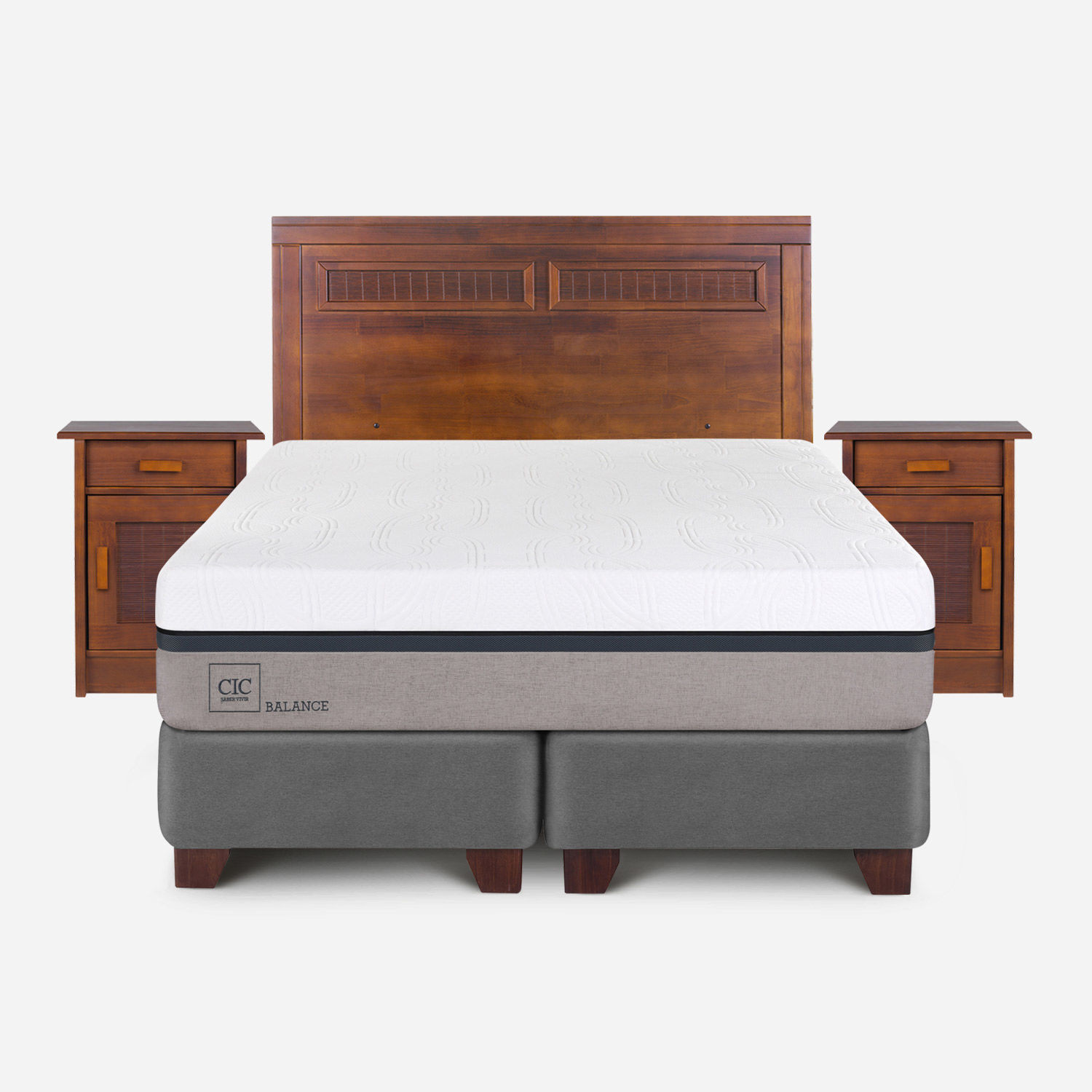 Box Spring 2 Plazas Balance Base Dividida + Set Mil&aacute;n Caramel