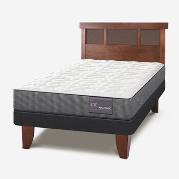 Cama Europea 1,5 Plazas Anatomic + Respaldo Dubl&iacute;n Caramel