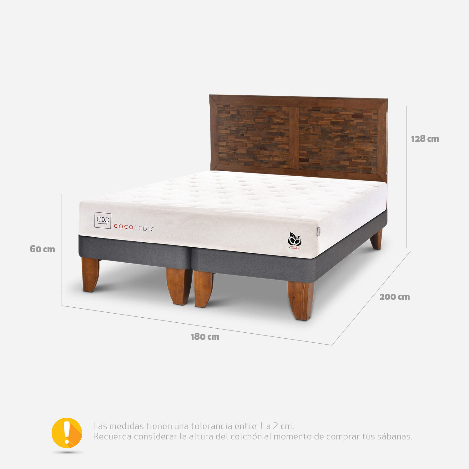 Cama Europea King Cocopedic + Respaldo Antique