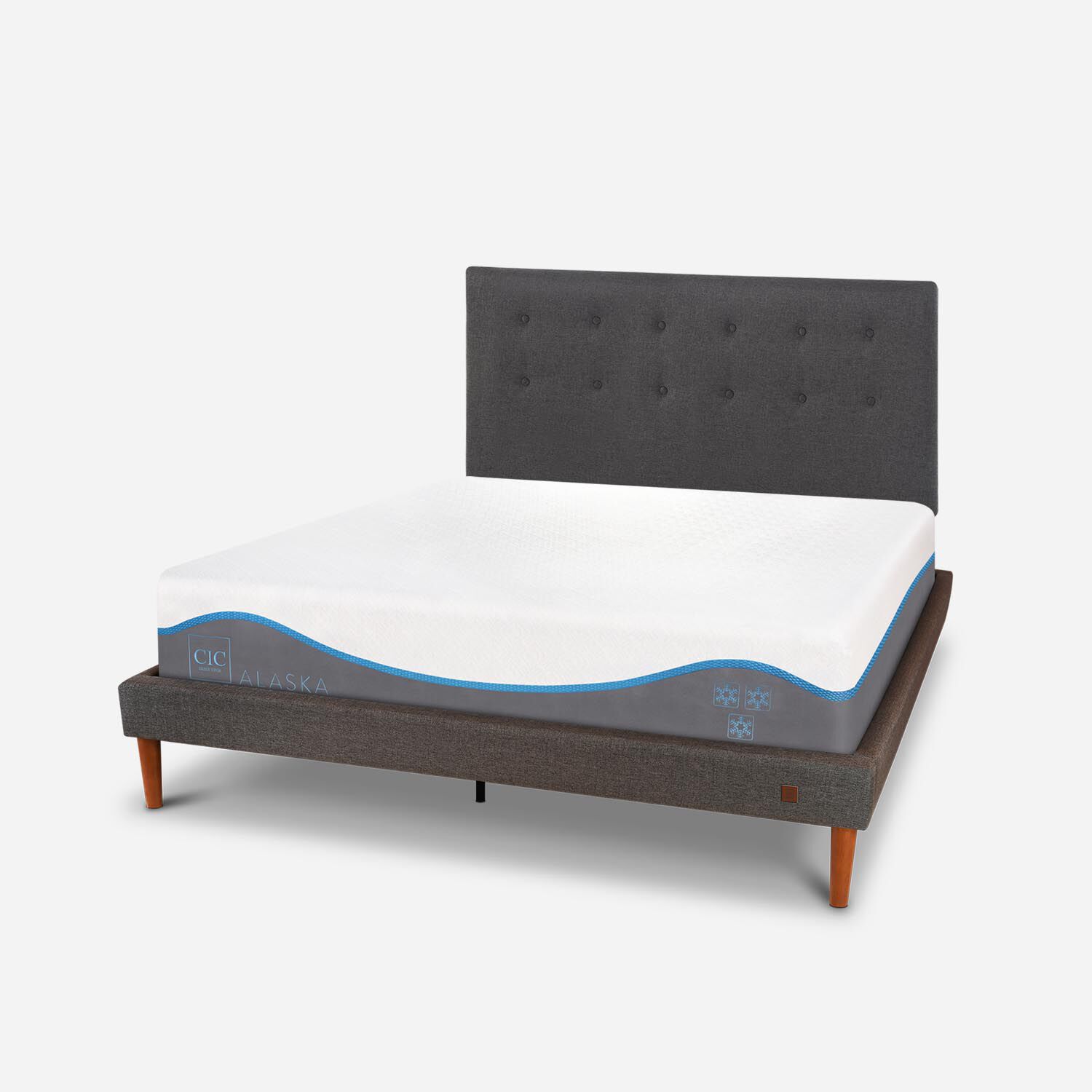 Cama Europea Curve 2 Plazas Alaska + Respaldo &Eacute;ufrates