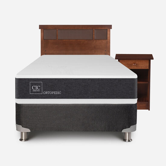 Box Spring 1.5 Plazas Ortopedic 5 Zonas + Set Dublín Caramel