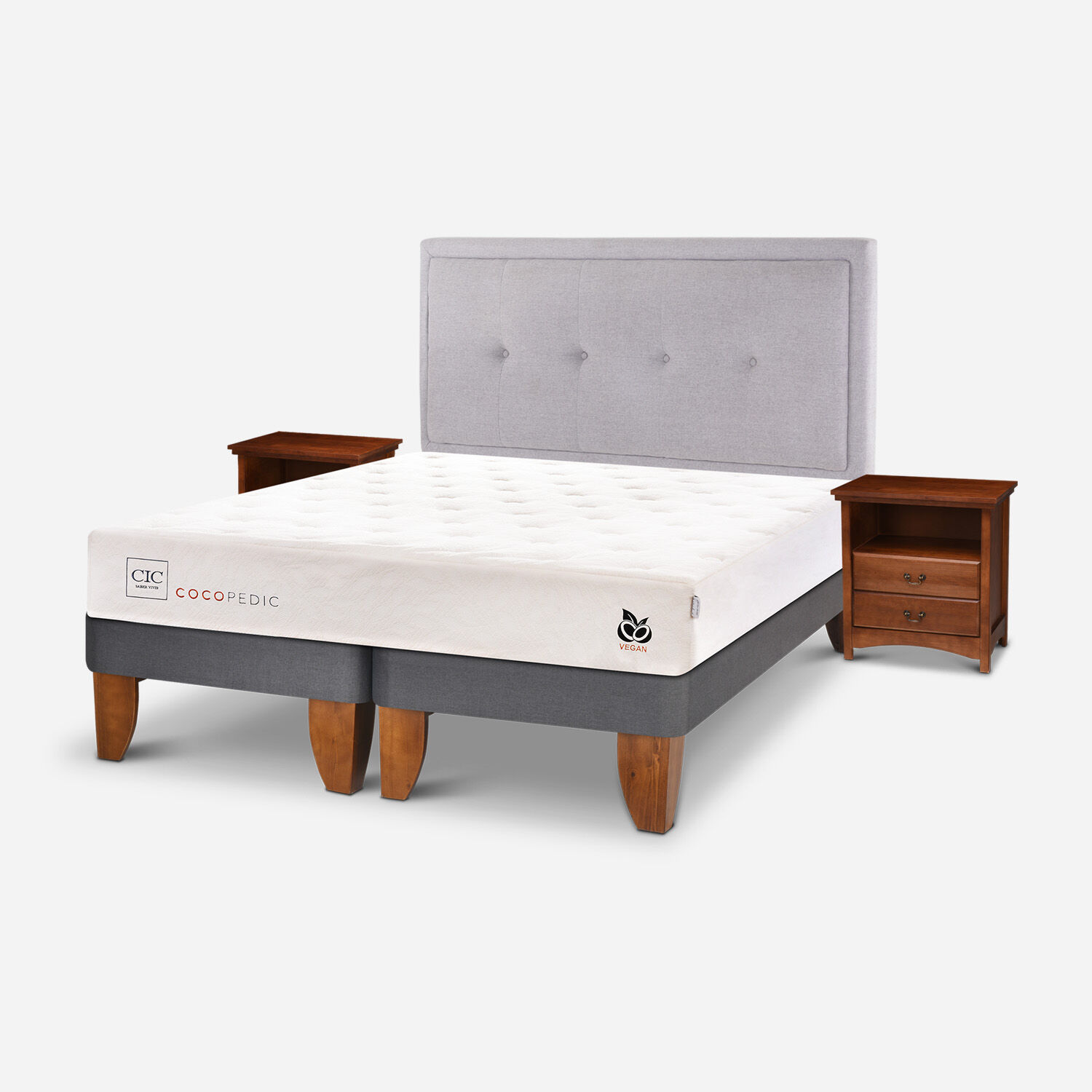 Cama Europea 2 Plazas Cocopedic Base Dividida + Set Ganges