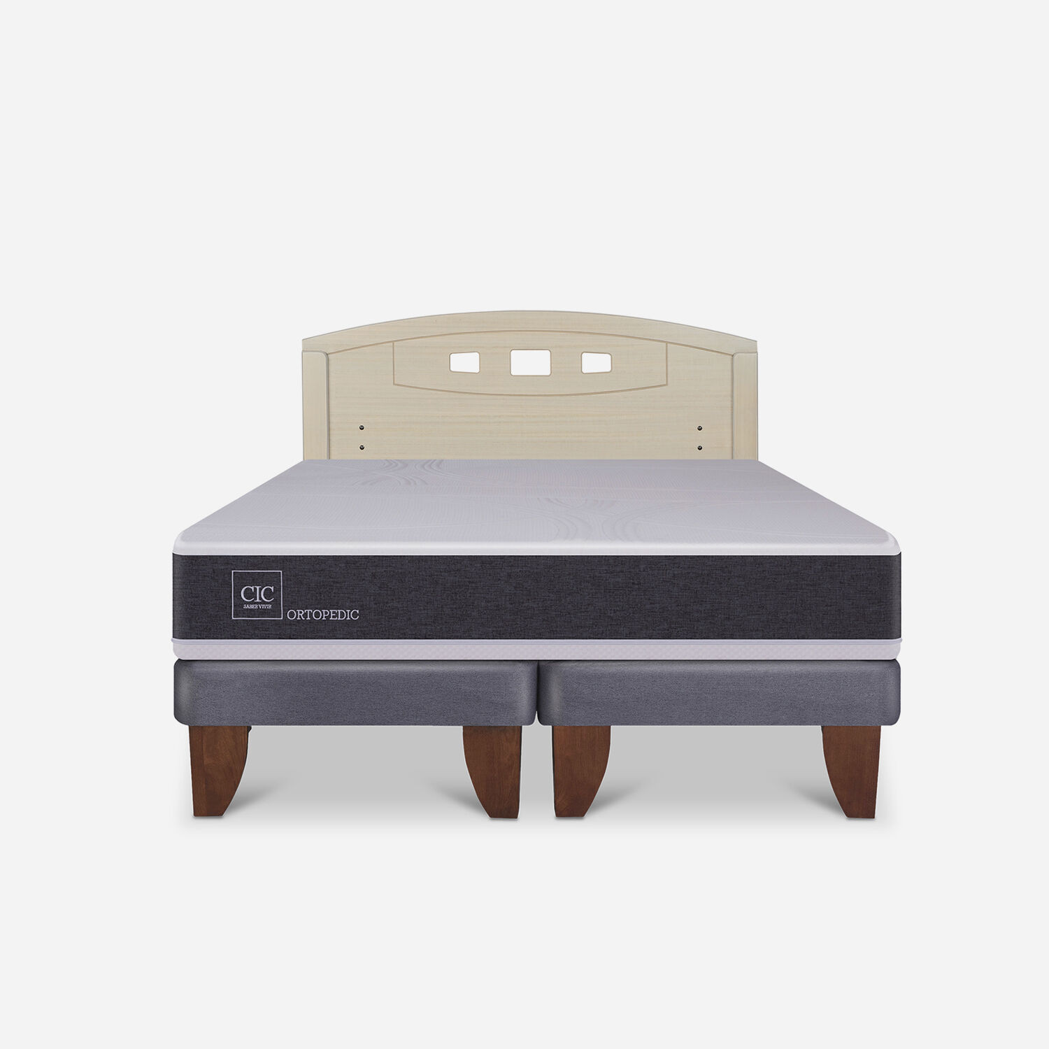 Cama Europea 2 Plazas Ortopedic Base Dividida + Respaldo Gales Alpino
