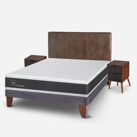 Cama Europea 2 Plazas Ortopedic Base Normal + Set Baker