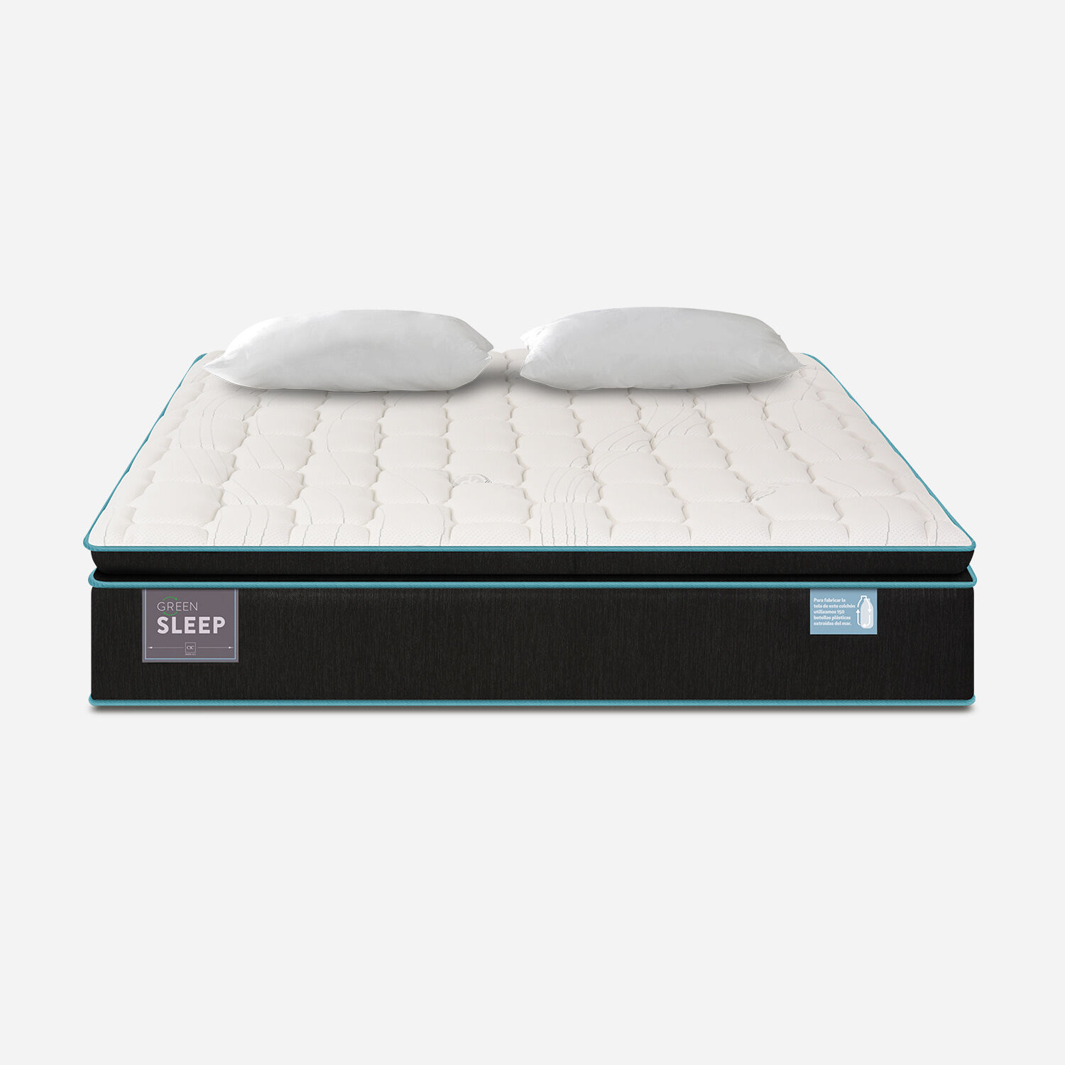 Colch&oacute;n 2 Plazas Green Sleep 150x200 + Almohadas Viscoel&aacute;sticas
