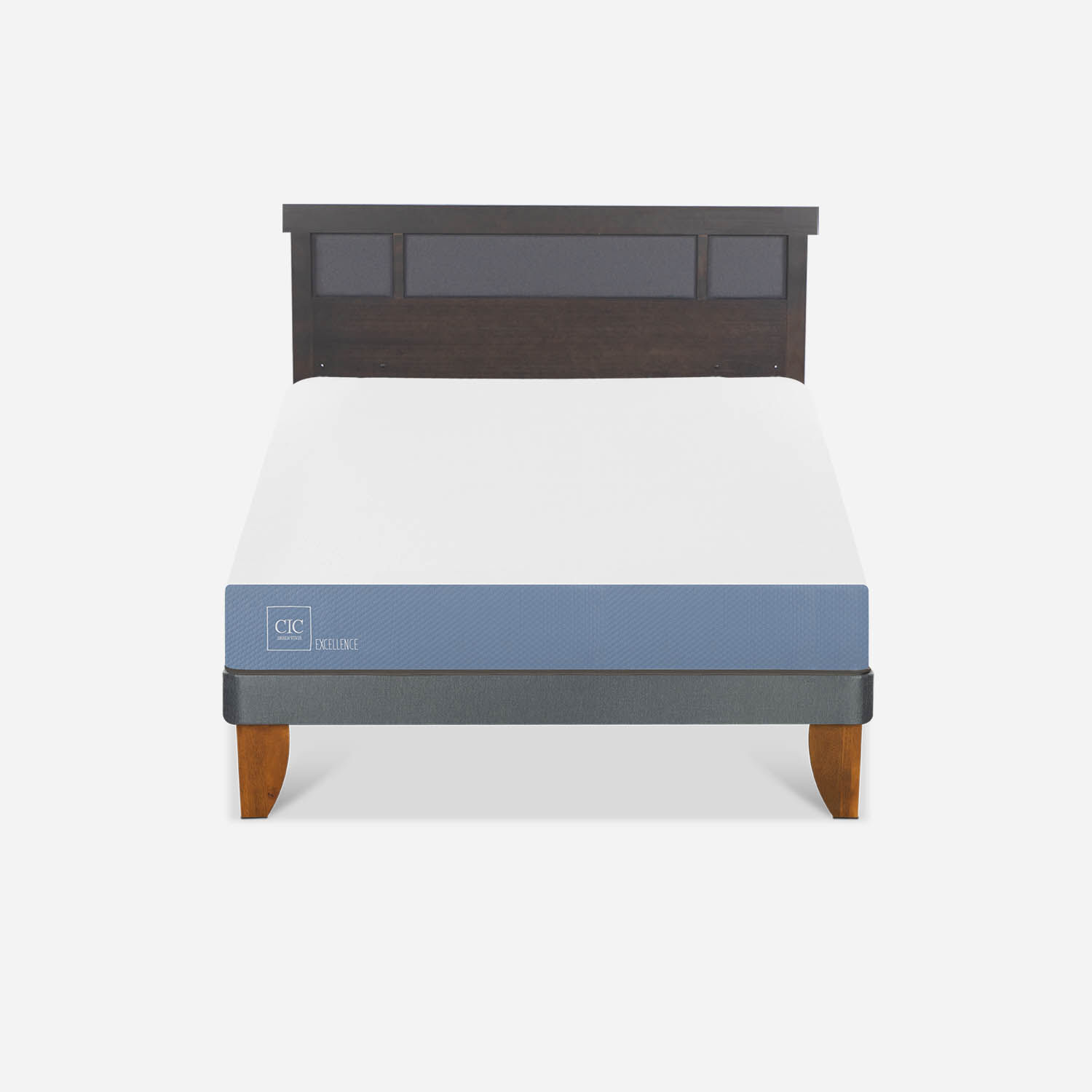 Cama Europea 2 Plazas Excellence Base Normal + Respaldo Dubl&iacute;n Gris