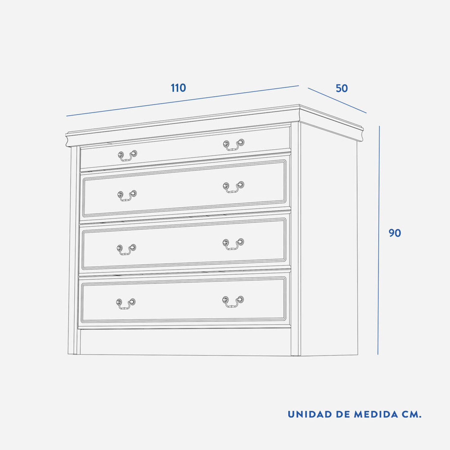 C&oacute;moda 4 Cajones T&aacute;mesis