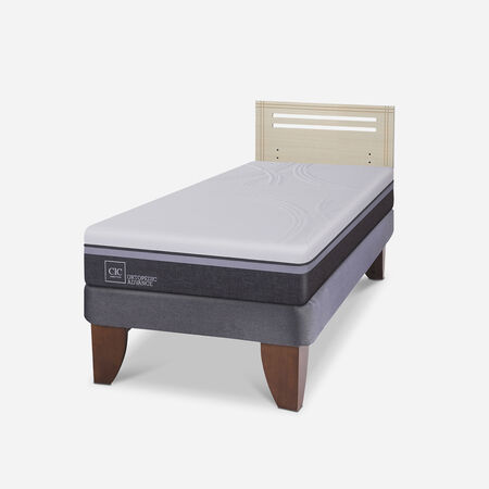 Cama Europea 1,5 Plazas Ortopedic Advance + Respaldo Múnich Alpino