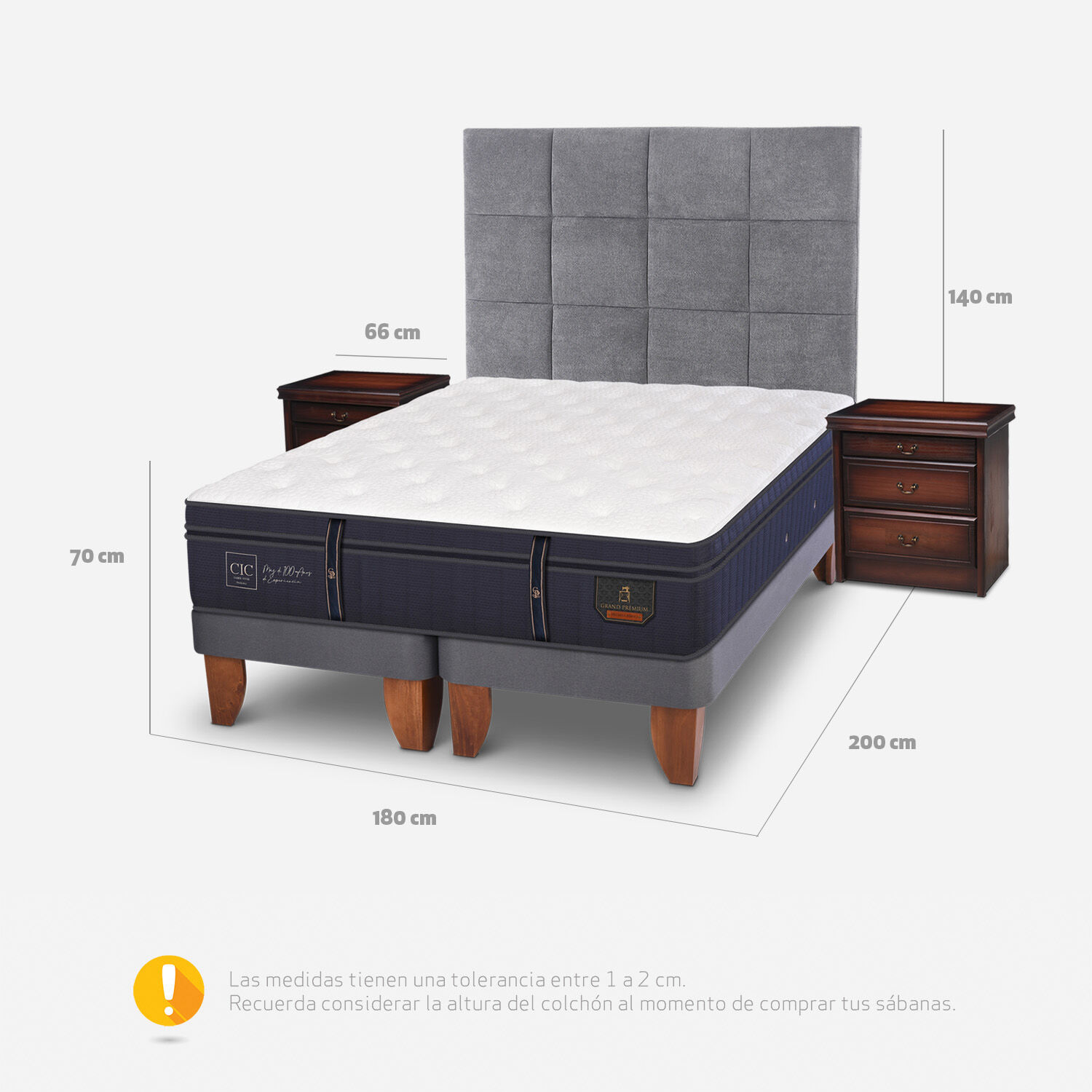 Cama Europea King Grand Premium + Set T&aacute;mesis
