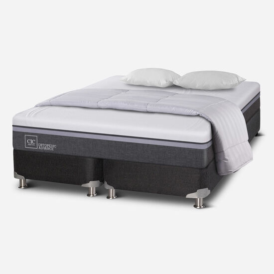 Box Spring 2 Plazas Ortopedic Advance Base Dividida 5 Zonas + Almohadas + Plumón