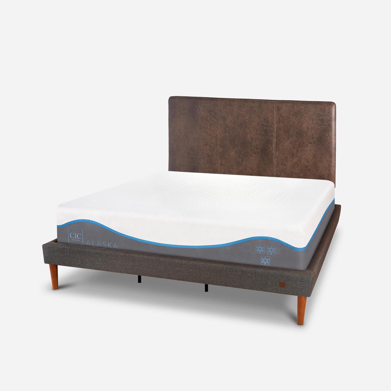 Cama Europea Curve King Alaska + Respaldo Baker