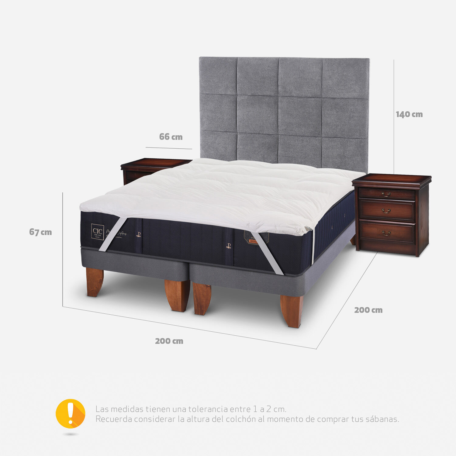 Cama Europea Super King Premium + Set T&aacute;mesis + Topper
