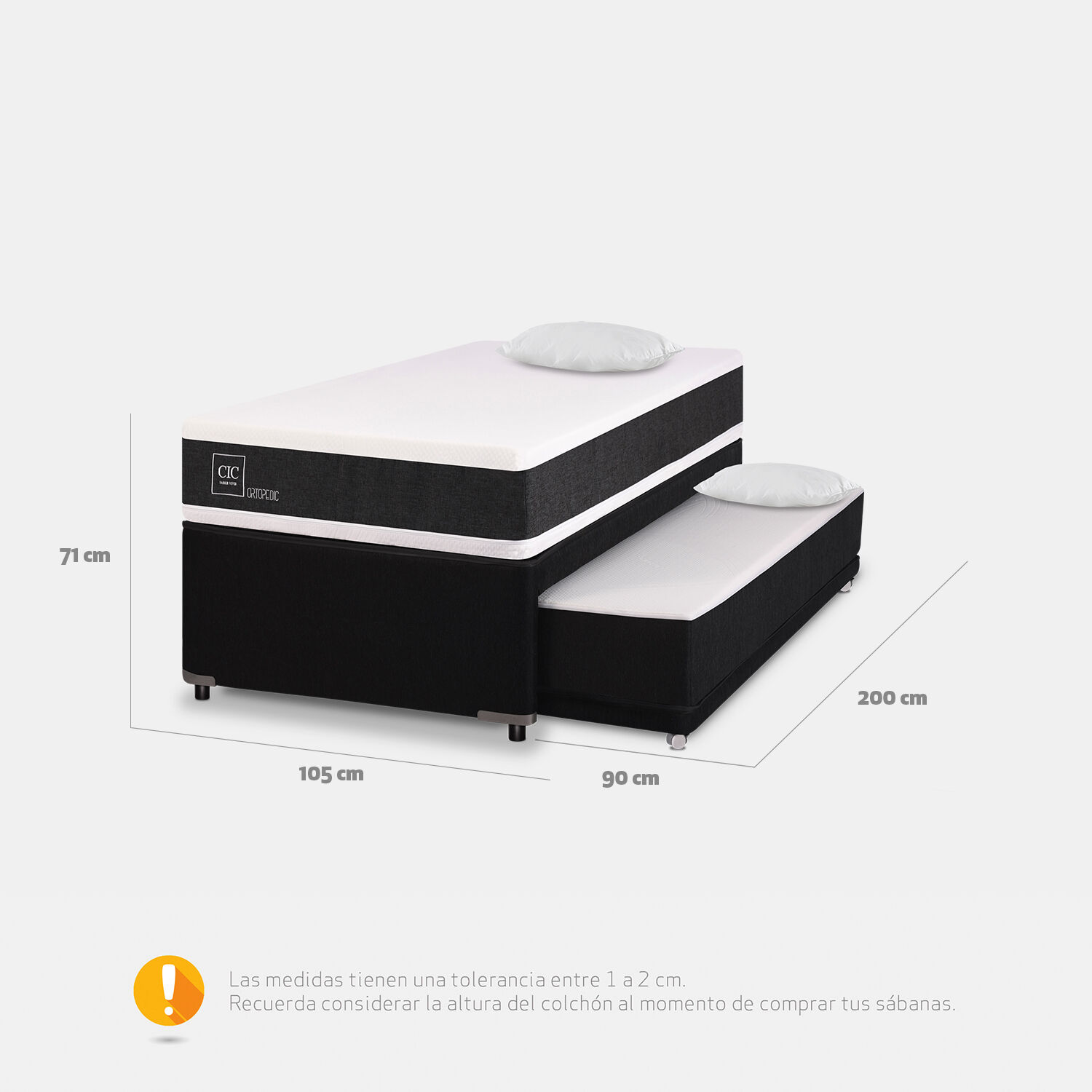 Cama Nido Div&aacute;n Ortopedic + Almohadas Viscoel&aacute;sticas