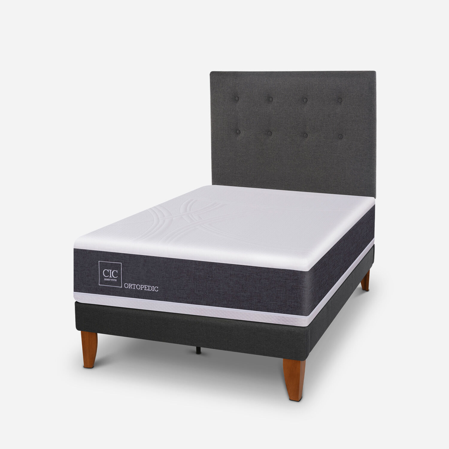 Cama Europea Curve 1,5 Plazas Ortopedic + Respaldo &Eacute;ufrates