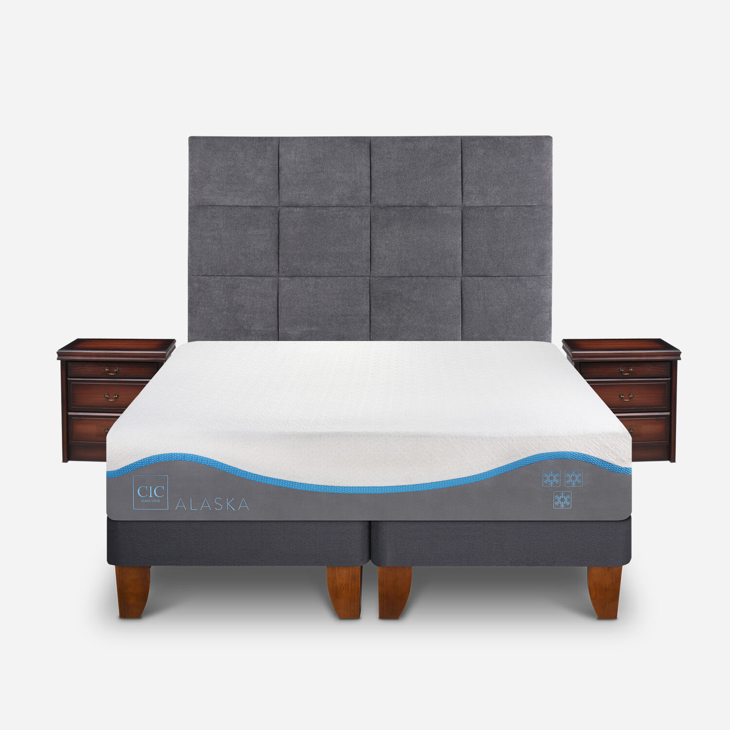 Cama Europea 2 Plazas Alaska + Set Támesis