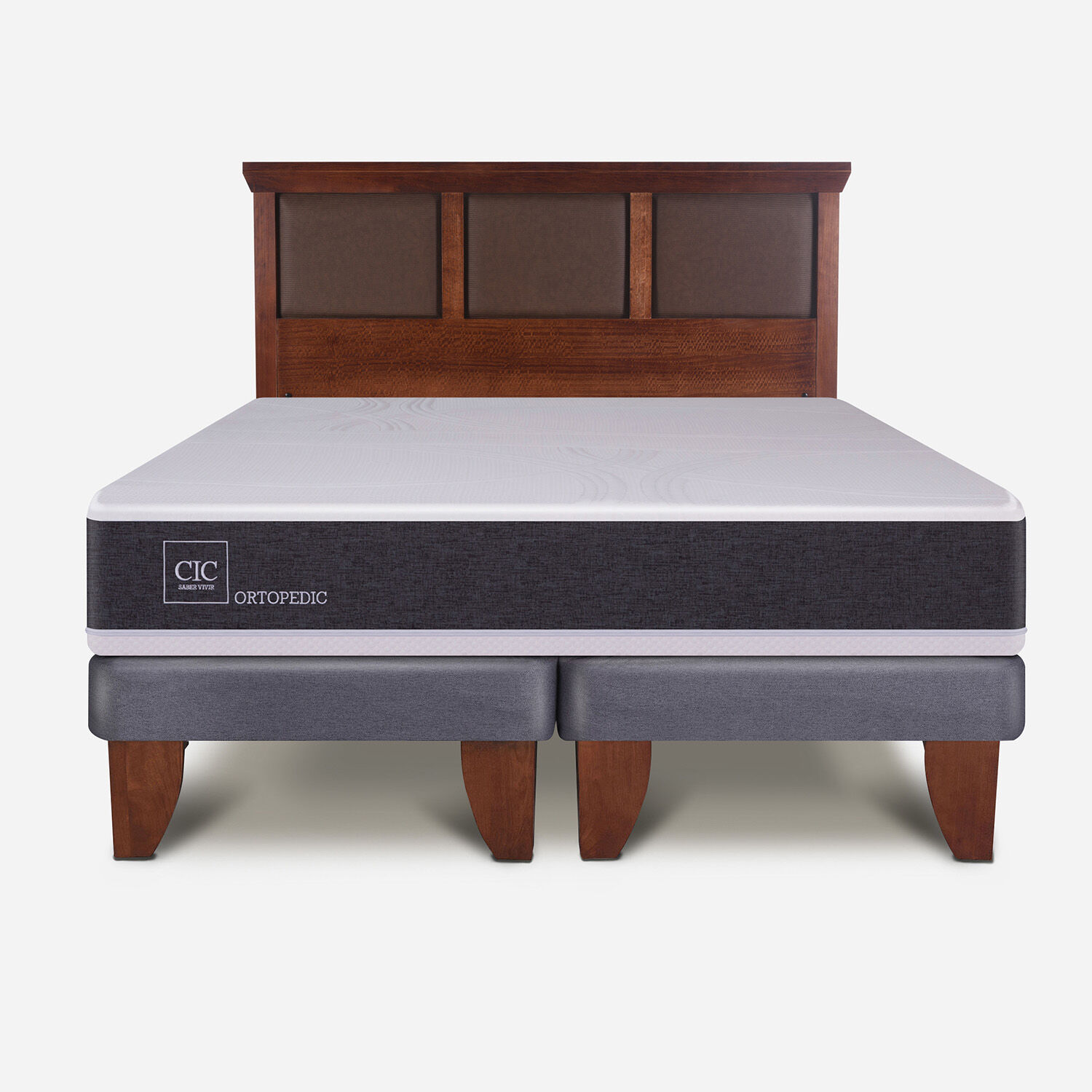 Cama Europea King Ortopedic + Respaldo Torino Caramel