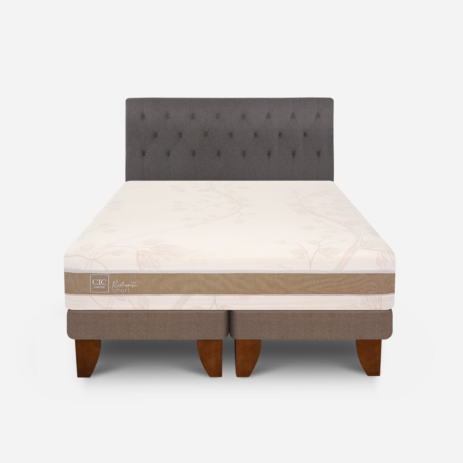 Cama Europea King Rilassati Infinity Base Dividida + Respaldo Kavery