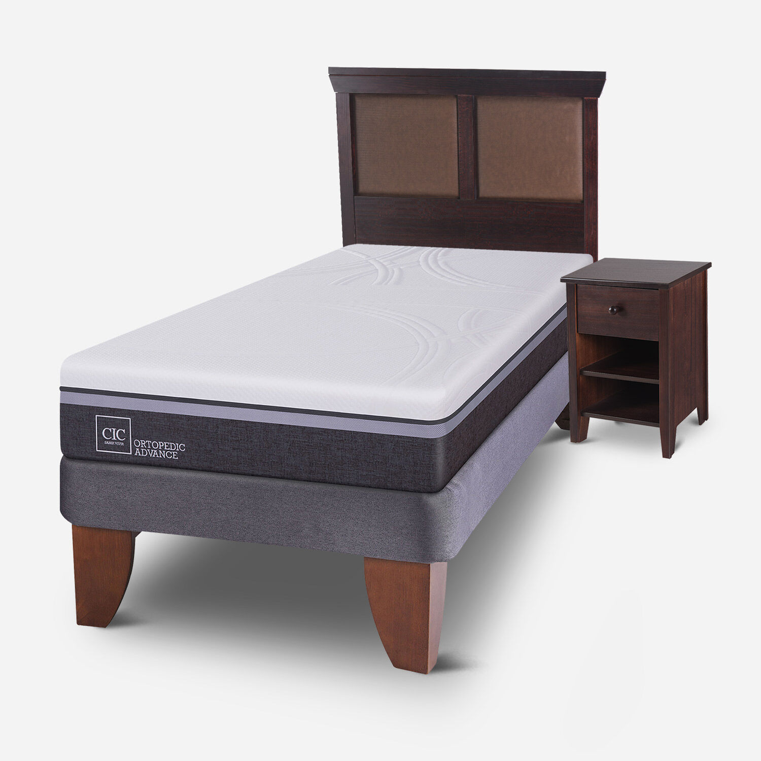 Cama Europea 1,5 Plazas Ortopedic Advance + Set Torino Chocolate