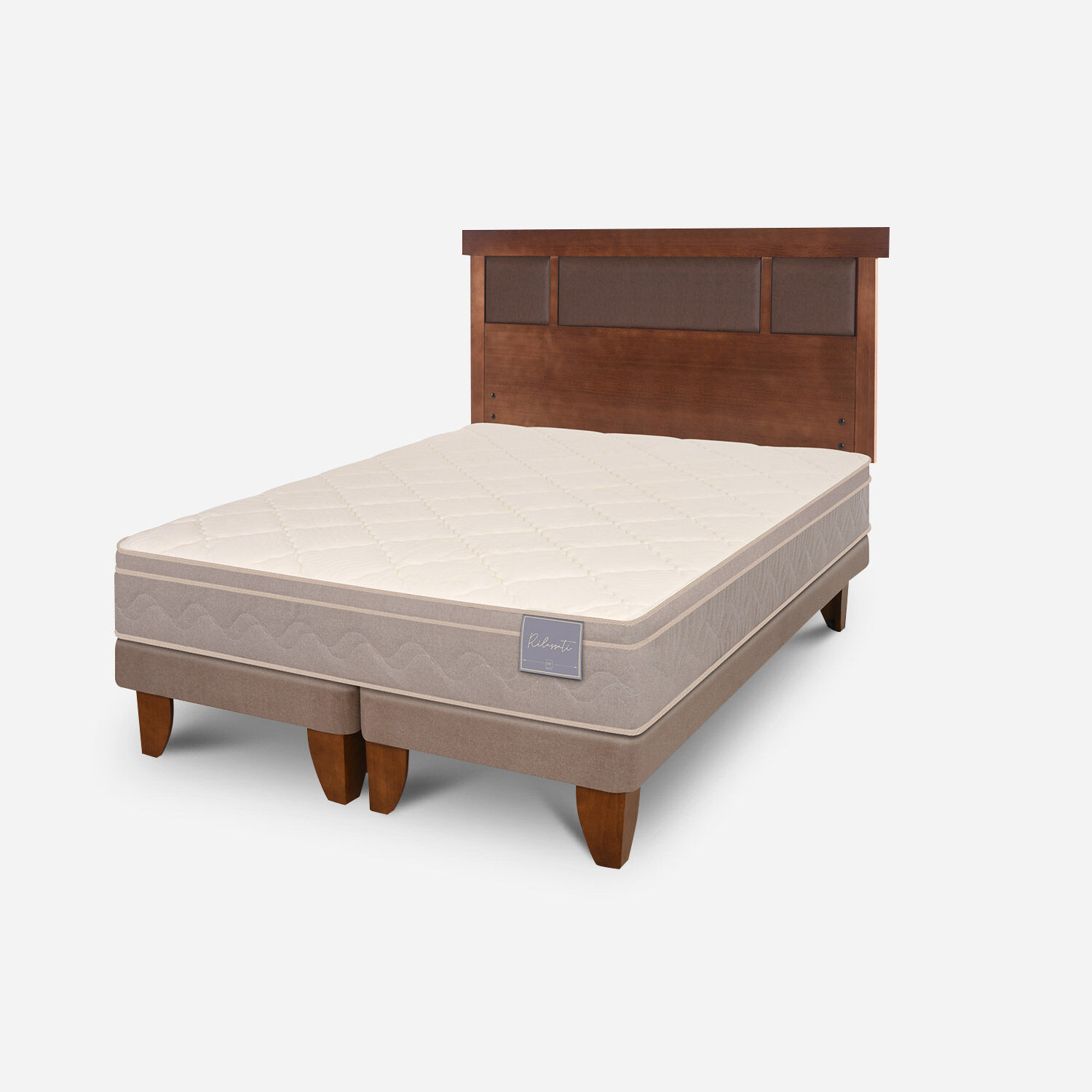 Cama Europea 2 Plazas Rilassati Base Dividida + Respaldo New Dublín Caramel