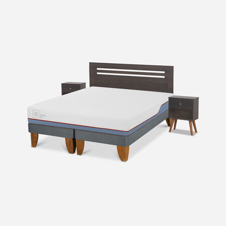 Cama Europea 2 Plazas Excellence Plus Base Dividida + Set M&uacute;nich Gris