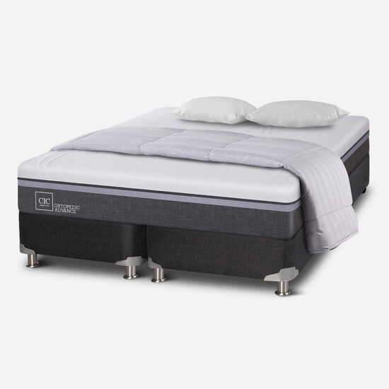 Box Spring King Ortopedic Advance 5 Zonas + Almohadas + Plumón
