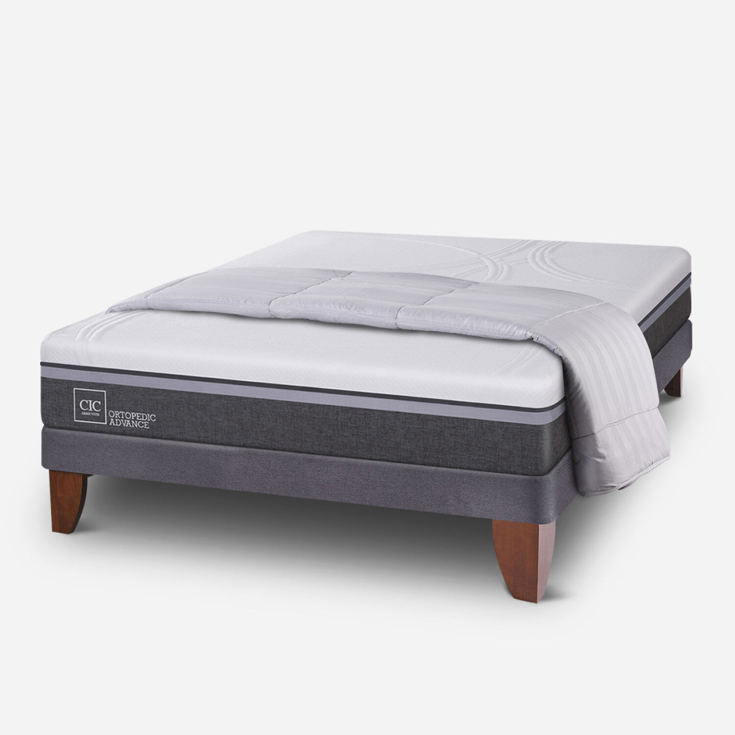 Cama Europea 2 Plazas Ortopedic Advance Base Normal + Plum&oacute;n