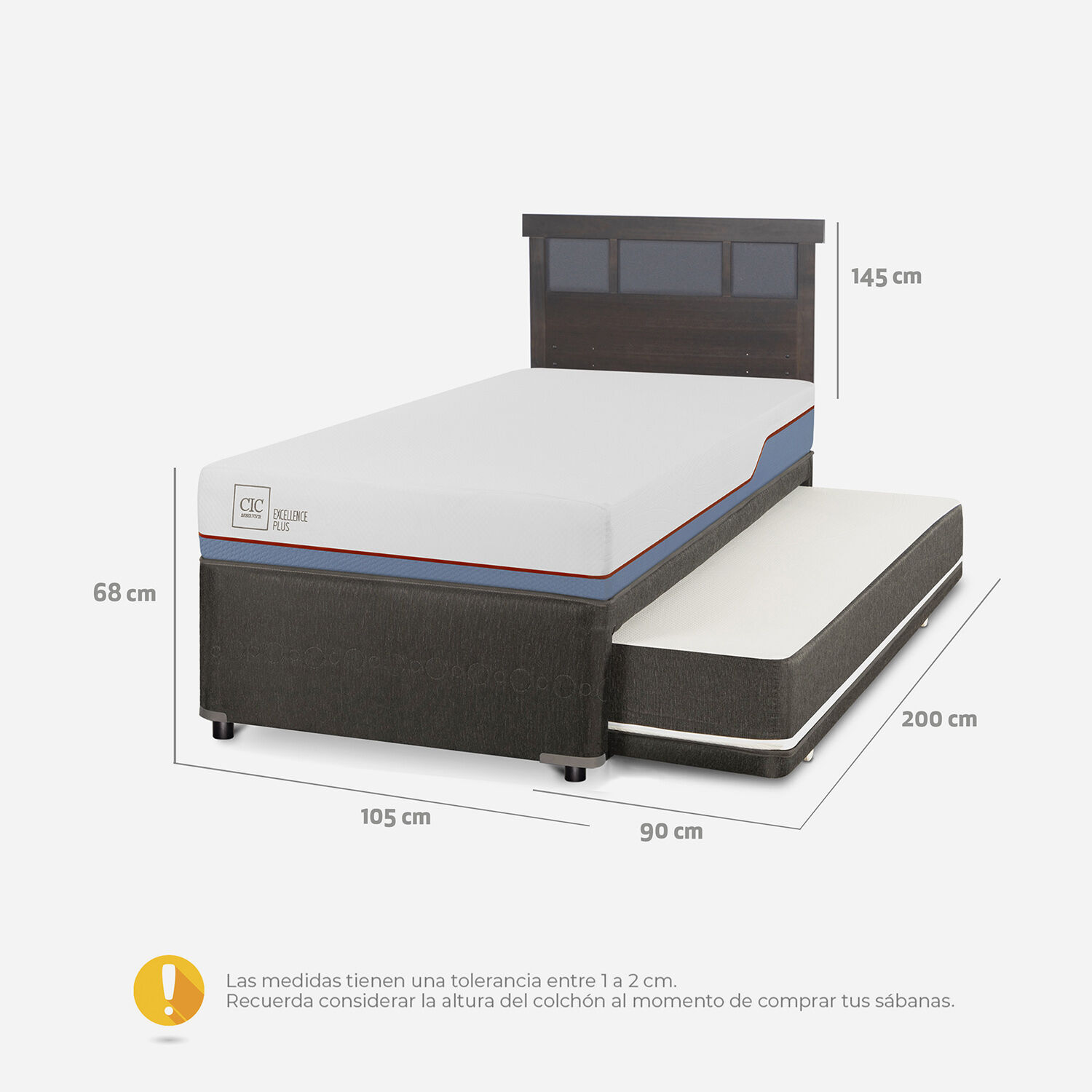 Cama Nido Diván Excellence Plus + Respaldo Dublín Gris