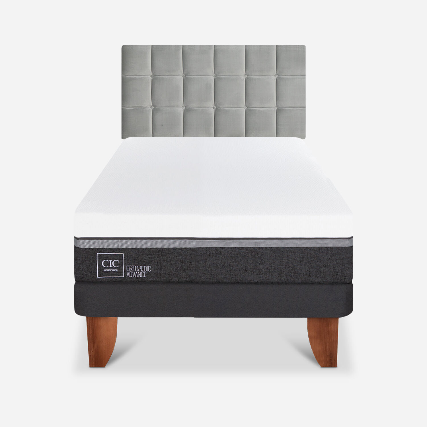 Cama Europea 1,5 Plazas Ortopedic Advance + Respaldo Sile