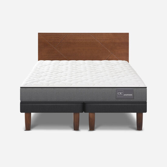 Cama Europea 2 Plazas Base Dividida Anatomic + Respaldo Villarrica
