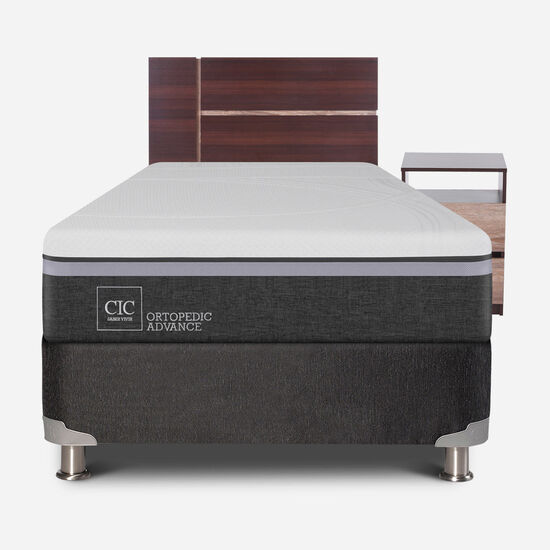 Box Spring 1.5 Plazas Ortopedic Advance 5 Zonas + Set Enio