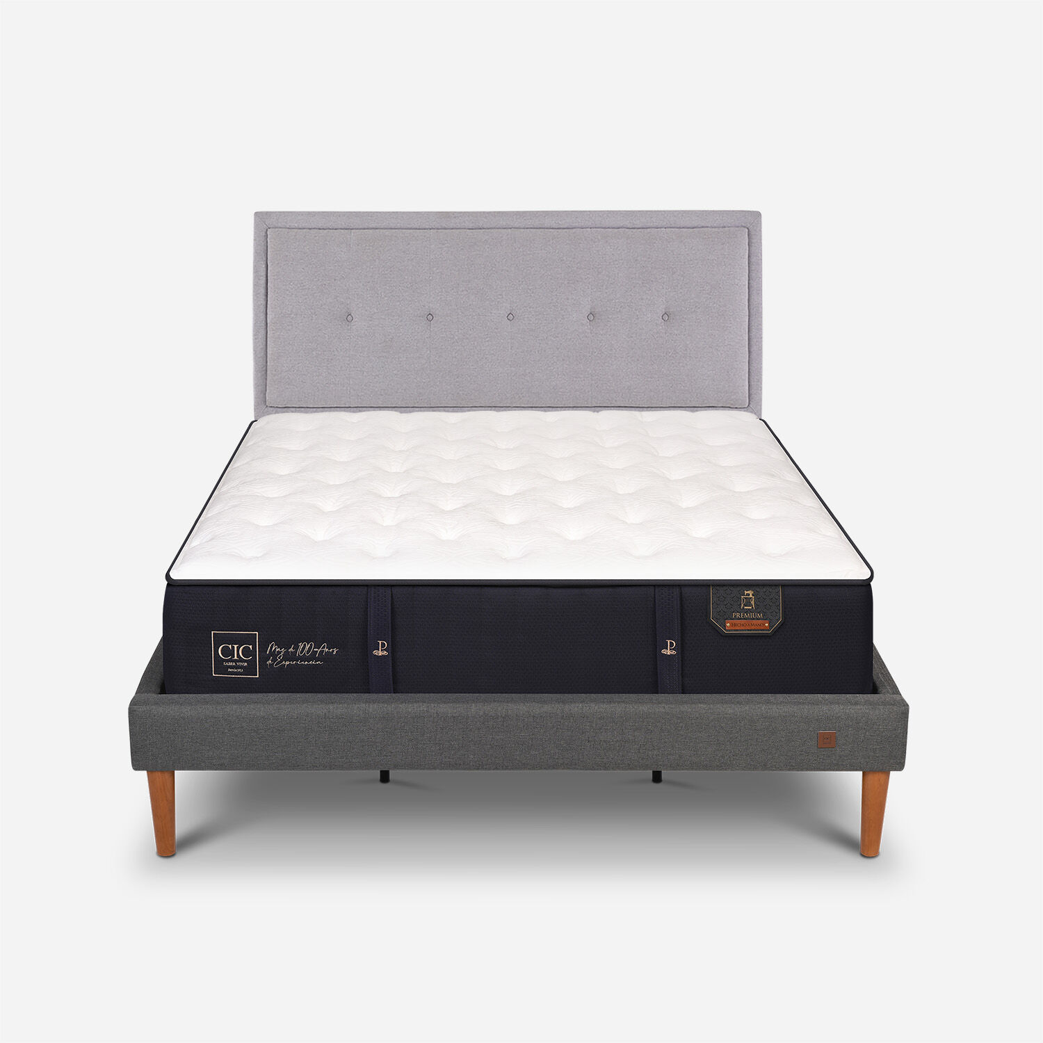 Cama Europea Curve King Premium + Respaldo Ganges