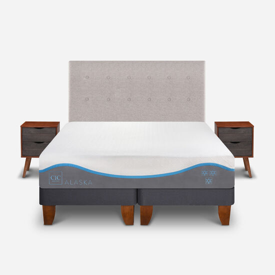 Cama Europea 2 Plazas Alaska + Set Tigris