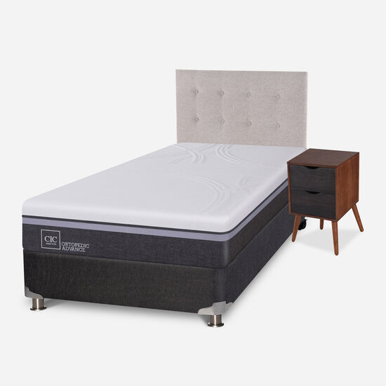 Box Spring 1.5 Plazas Ortopedic Advance 5 Zonas + Set Tigris