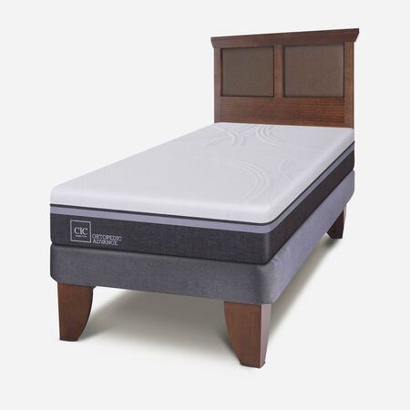 Cama Europea 1,5 Plazas Ortopedic Advance + Respaldo Torino Caramel