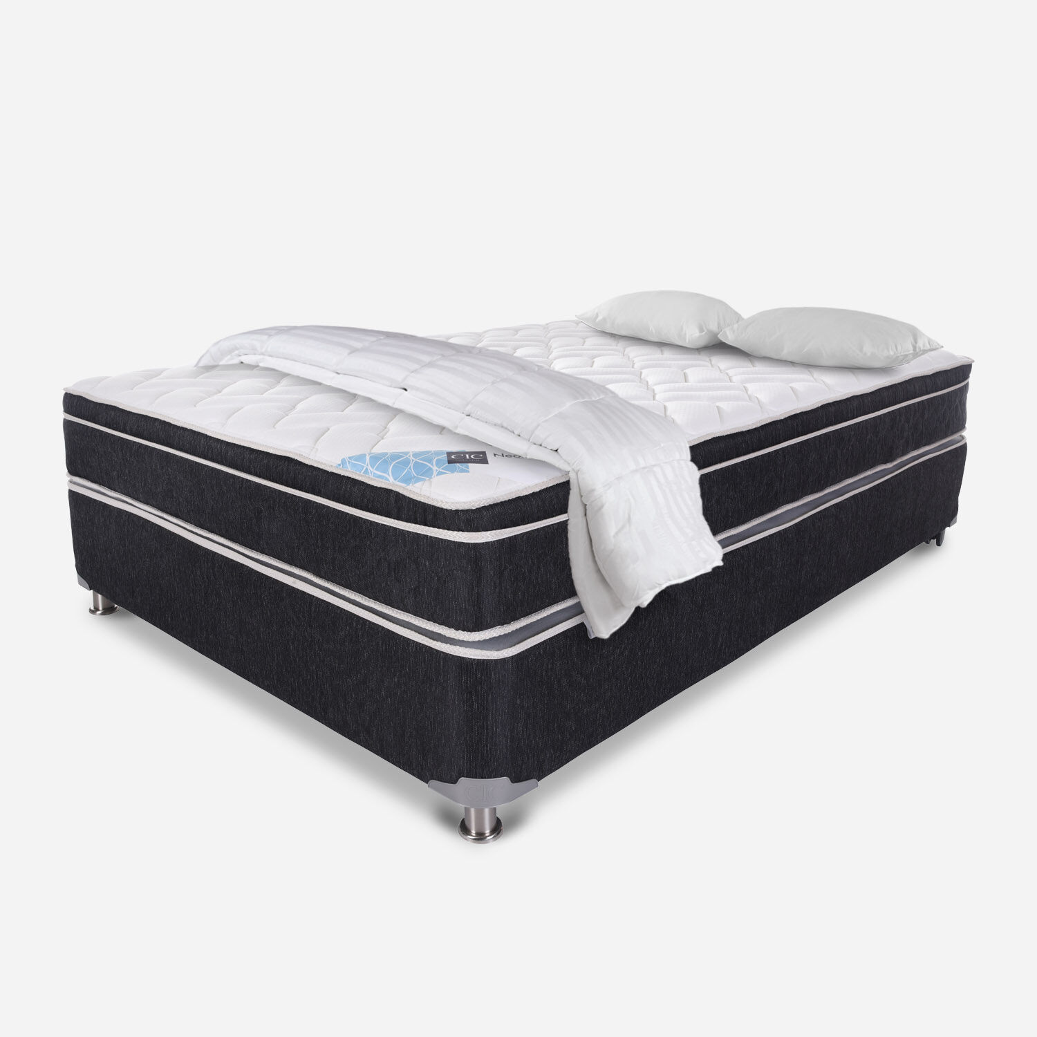 Box Spring Full Neossense + Almohadas + Plumón