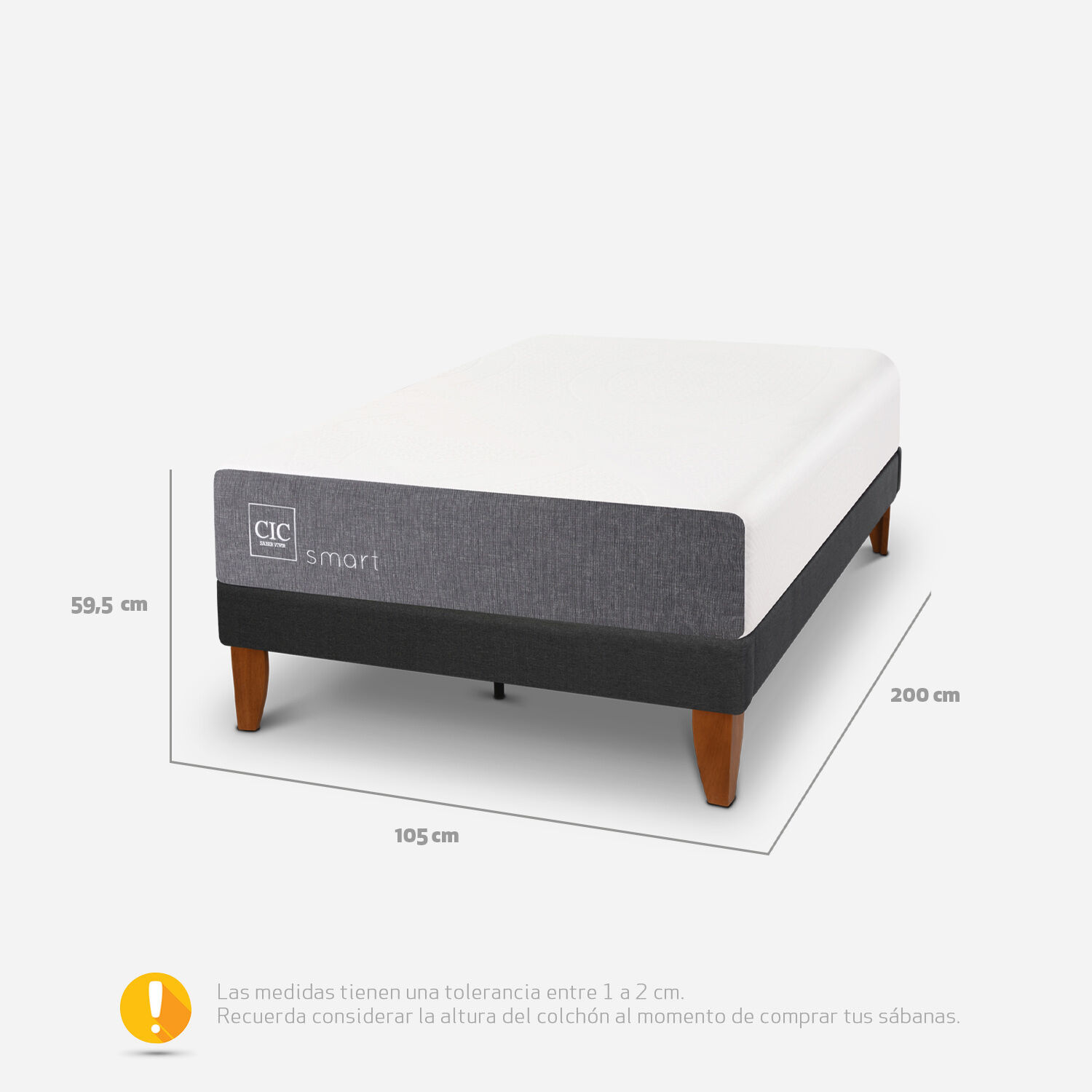 Cama Europea Curve 1,5 Plazas Smart 