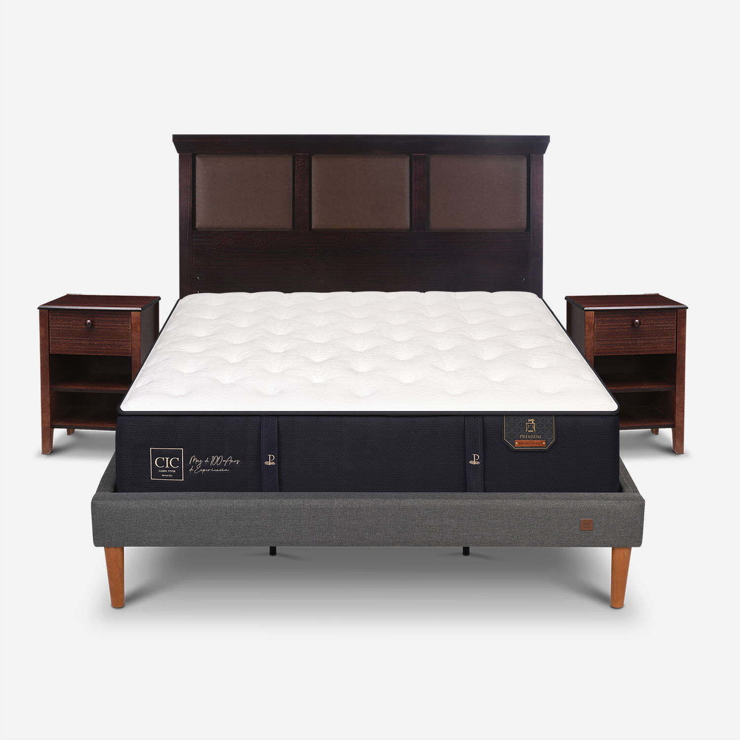 Cama Europea Curve King Premium + Set Torino Chocolate