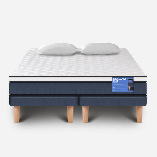 Cama Europea 2 Plazas Excellence Plus Base Dividida + Almohadas